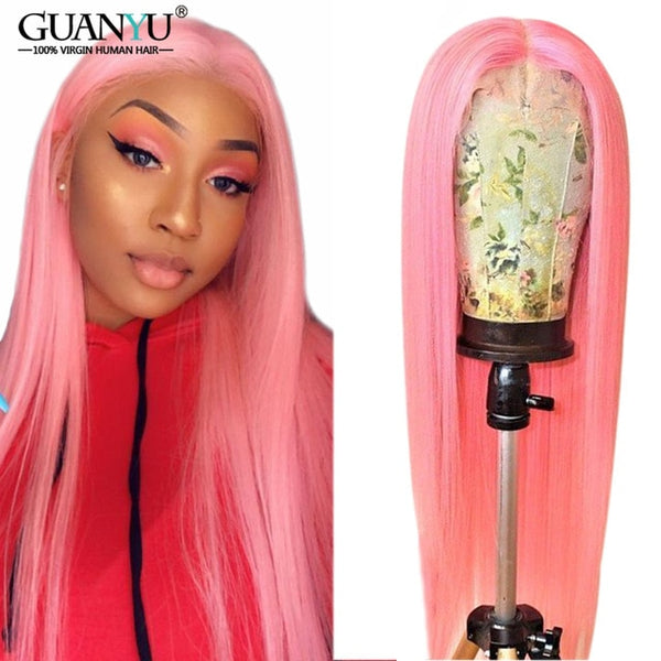 Red Lace Front Human Hair Wig 13X4/6 Brazilian Remy Ombre Blonde 1B 613 Pink Green Blue Purple Colored Wig with Dark Roots
