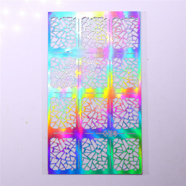 1 Sheet Irregular Pattern Nail Vinyls Rose Triangle Manicure Nail Art Stencil Stickers 12 Tips/Sheet