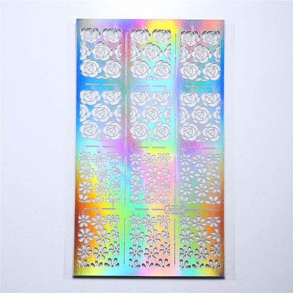 1 Sheet Irregular Pattern Nail Vinyls Rose Triangle Manicure Nail Art Stencil Stickers 12 Tips/Sheet