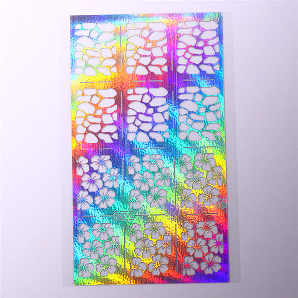 1 Sheet Irregular Pattern Nail Vinyls Rose Triangle Manicure Nail Art Stencil Stickers 12 Tips/Sheet