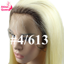 150 Density T4/613 Dark Roots Blonde Human Hair Wig Pre Plucked Remy