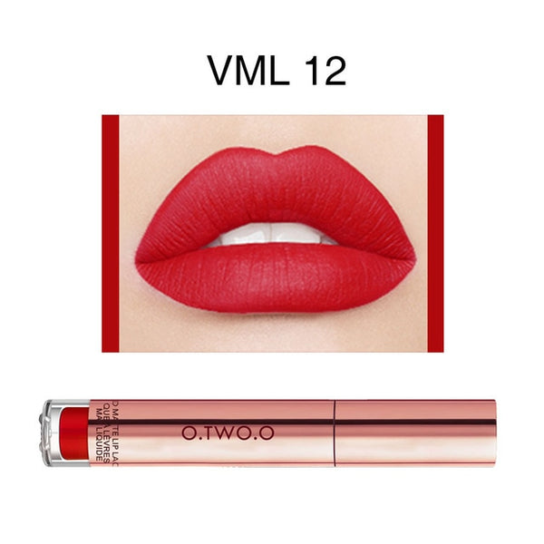 O.TWO.O Matte Lipstick Liquid Waterproof Long Lasting Velvet Lip Gloss Makeup Smooth Pigment Lip Tint Red Lips Cosmetics