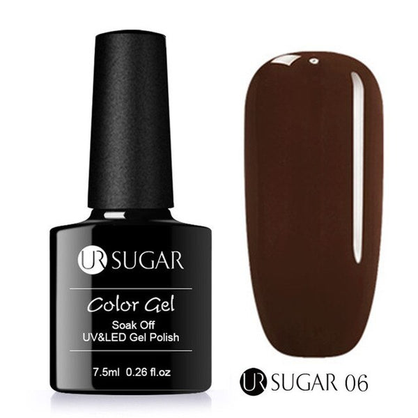 UR SUGAR 7.5ml  Glitter UV Gel Polish Dark Brown Sequins Gel varnish Soak Off UV Gel Varnish Nail Art Gel varnish LED