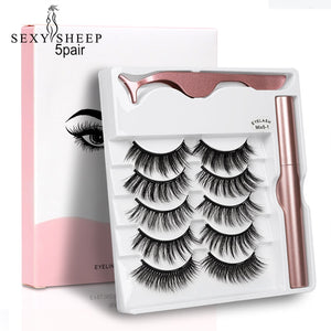 2020 NEW 5 Pairs Magnetic Eyelashes & Magnetic Eyeliner Set Updated 5 Magnet False Eyelashes Natural Makeup Eyelash Extension