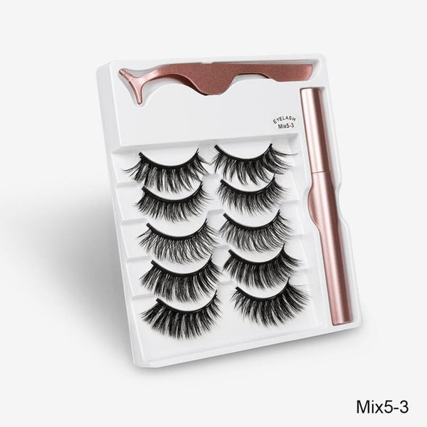 2020 NEW 5 Pairs Magnetic Eyelashes & Magnetic Eyeliner Set Updated 5 Magnet False Eyelashes Natural Makeup Eyelash Extension