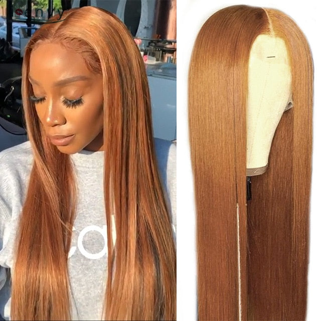 Ginger Blonde Lace Front Wigs Straight Peruvian Middle Part Lace Front Wigs Human Hair For Black Women Blonde Lace Wig 180% Remy