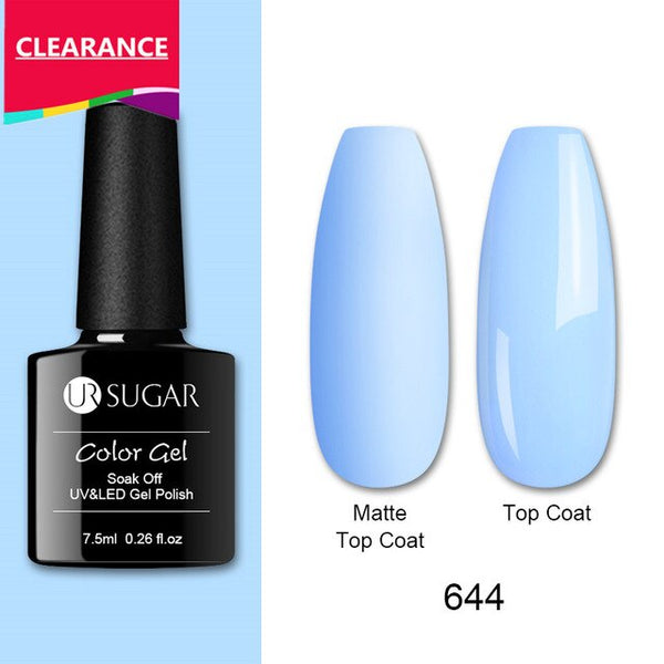 UR SUGAR 7.5ml Blue Color Nail Gel Polish Lacquers Soak Off UV LED Long Lasting Nail Gel Varnish Gel Polish Design
