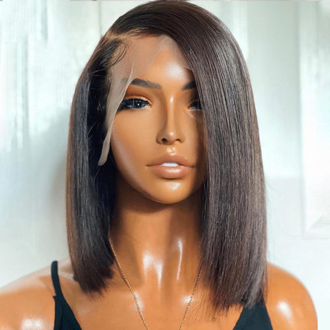 Brazilian Cheap Human Hair Wigs For Women Short Straight Bob Wig Remy Human Hair Lace Frontal Wigs PrePlucked Hairline Lace Wig