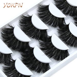 YOKPN 5 pairs Mink False Eyelashes Crisscross Messy Thick Exaggerated Long Fake Eyelashes