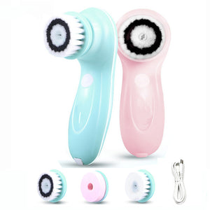 New 3 In1 USB Rechargeable Electric Rotating Facial Cleansing Wash Brush