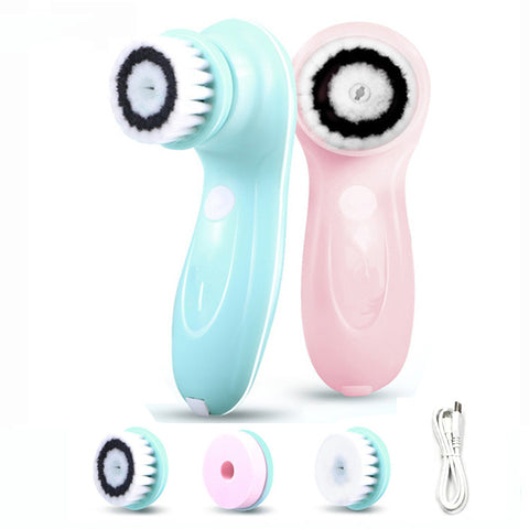 New 3 In1 USB Rechargeable Electric Rotating Facial Cleansing Wash Brush