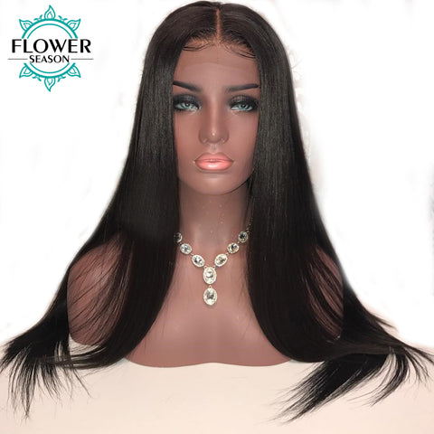 FlowerSeason 13*6 Natural Hairline Silky Straight Lace Front Human Hair Wig