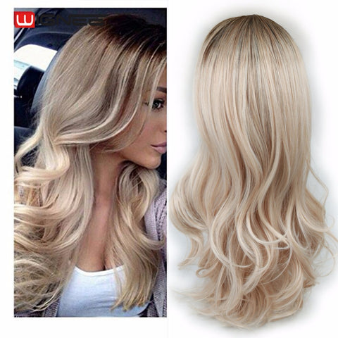 Wignee Long Ombre Brown Ash Blonde High Density Temperature Synthetic Wig