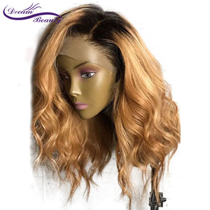 130 Density Ombre Lace Front  With Baby Hair Pre Plucked Body Wave Brazilian Remy Hair