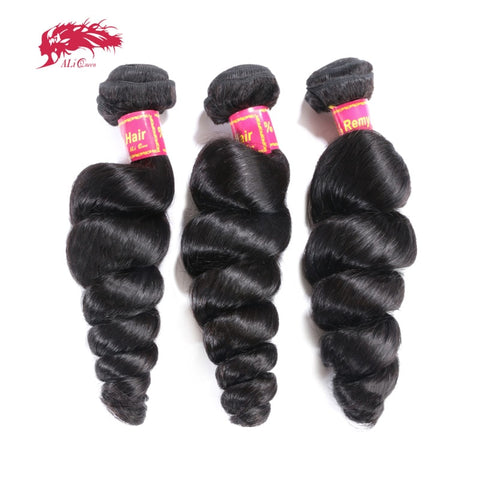 Ali Queen Hair Products Brazilian Loose Wave Hair Extension 100% Human Hair Bundles Remy Hair Weave 3Piece Lot Natural Color