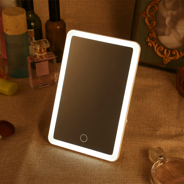 Rechargeable LED Cosmetic Mirror Square Dimming Folding Touch Screen