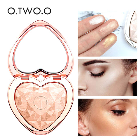 O.TWO.O Shimmer Highlighter Heart Shape Makeup Palette Iluminador Maquiagem Contour Bronzer
