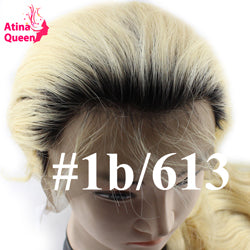 150 Density T4/613 Dark Roots Blonde Human Hair Wig Pre Plucked Remy