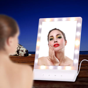 LED Light Makeup Vanity 90 Degree Rotating Tabletop Touch Screen Mirror