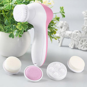 5 in 1 Multifunction Electric Facial Cleansing Face Brush Spa Massage Skin Care Tool Pink