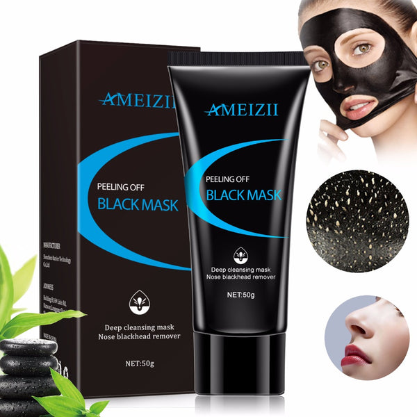 AMEIZII Bamboo Charcoal Blackhead Remover Face Nose Mask Deep Cleansing Mud Black Mask Acne Treatments Blackhead Mask Skin Care