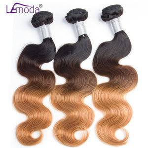 Lemoda Ombre Peruvian Body Wave Hair 3 Bundles 1B/4/27 human hair Weave Bundles 3 Tone Non Remy Hair Weaving Extensions